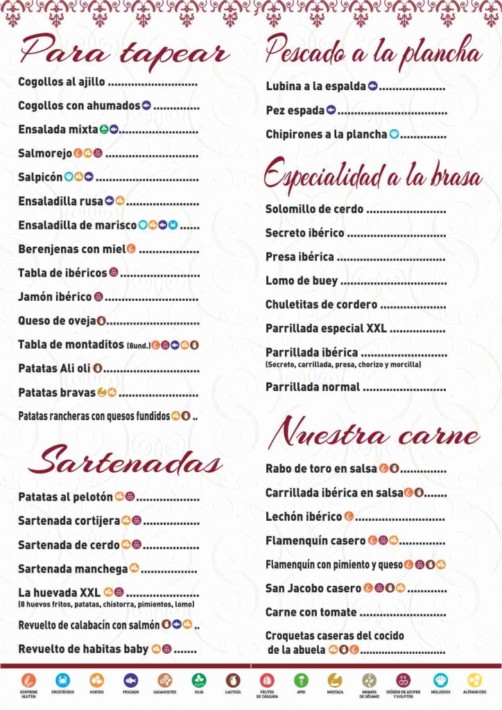 20 CARTAS DE MENU TAMAÑO 1/3 DEL A-3 IMPRESAS A TODO COLOR POR LAS DOS CARAS Y PLASTIFICADAS.